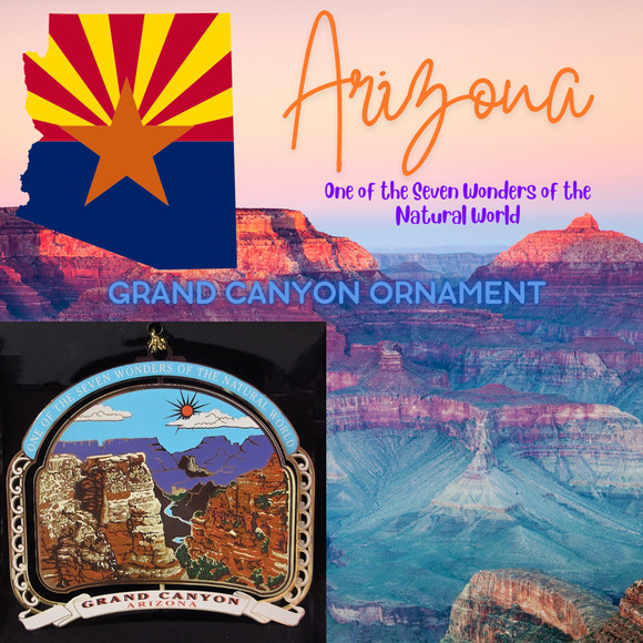 Grand Canyon Ornament Arizona Colored Brass Seven Wonders - Picture 2 of 8